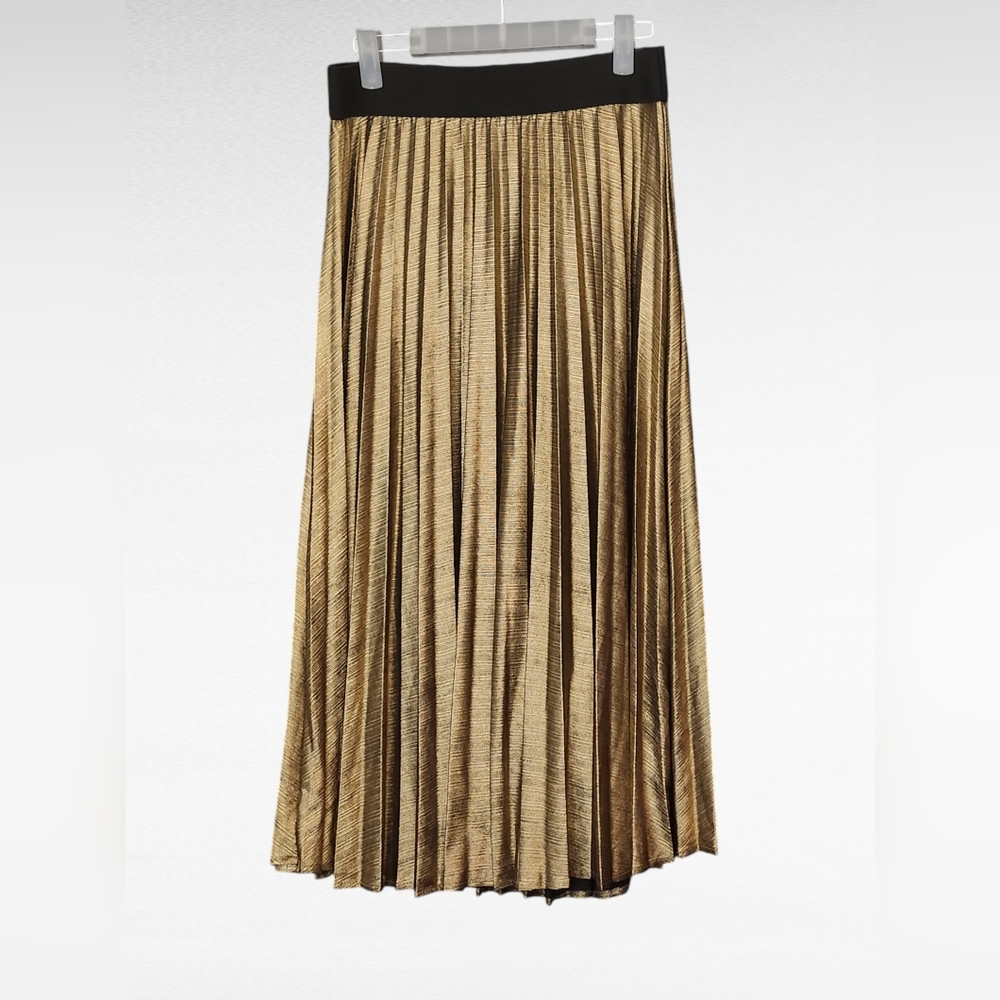 Gold Pleated A Line Skirt NWOT